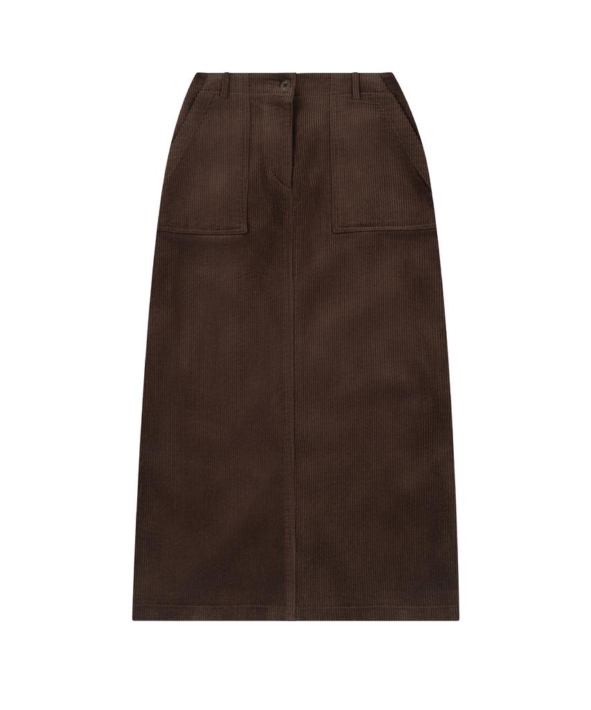 Siyajyu Sist9056 Fatigue Corduroy Long Skirt_Brown