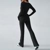 Completi da Donna Autunnali Due Pezzi Top a Maniche Lunghe Magliette Pantaloni a Gamba Larga Set