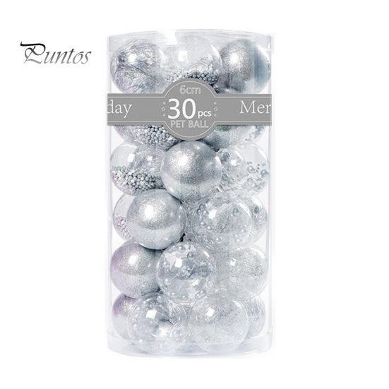 30Pcs Plastic Christmas Balls Hanging Ornament 6cm Colored Electroplated Ball Holiday Party Scene Layout DIY Decorative Accessories Christmas