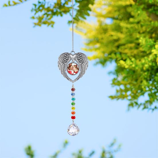 

Angel Wings Pendant with Hot Transfer Sheet Sublimation Aluminum Faux Crystal Ball Suncatcher Sympathy Memorial Gifts серебряный