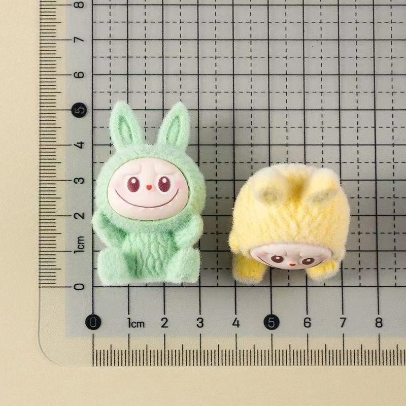 10pcs Mini Labubu Sitting Party Car Decoration Accessories Bubble Mart Cute Grain Decoration Plush Doll Pullcloth Doll