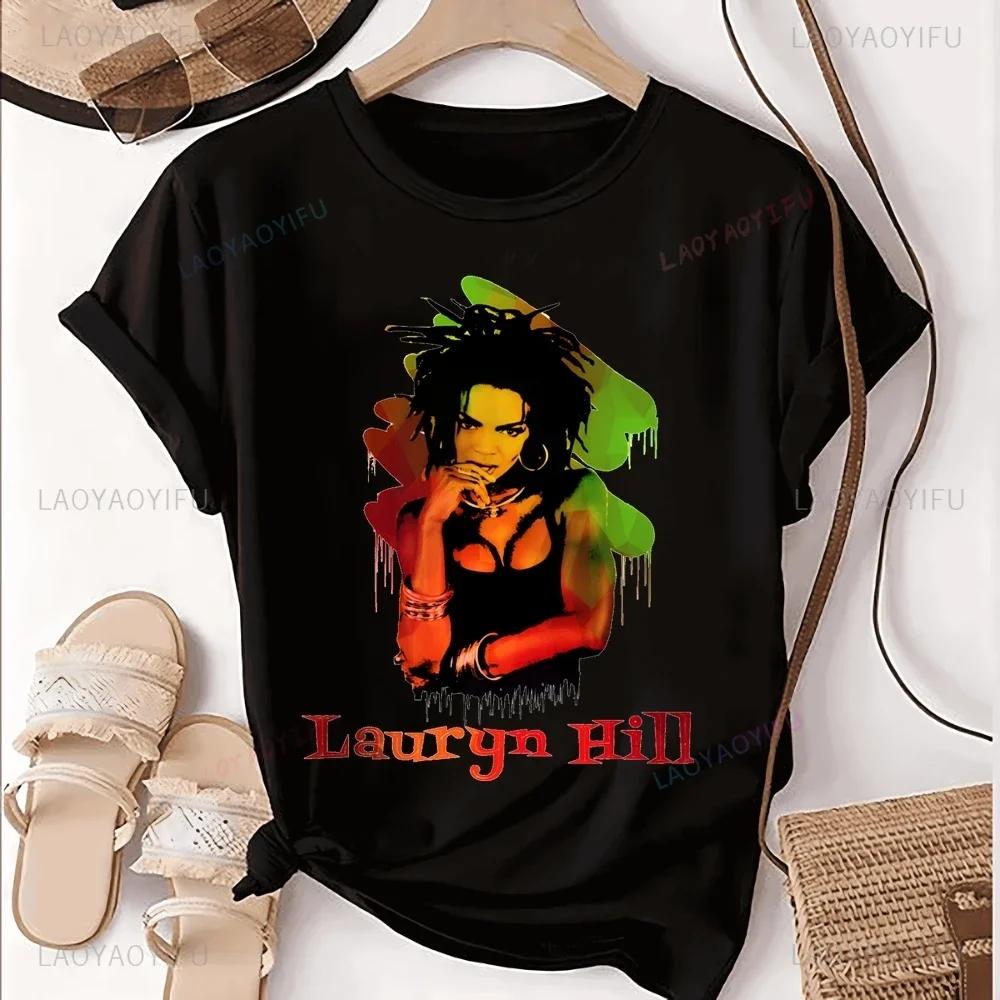 Vintage Singer Lauryn Hill Printed T-shirt Lauryn Hill Trend Harajuku Short Sleeved Unisex Shir