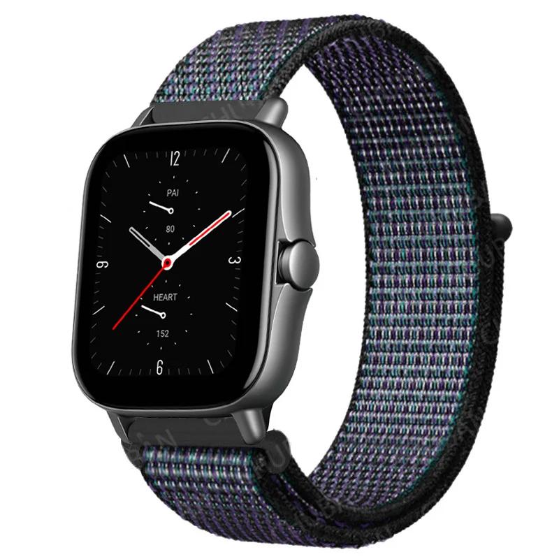 20mm/22mm Nylon Loop watch band For Amazfit GTS/4/2e/3/GTS2 Mini/GTR 4/3 pro/47mm/GTR2/2e/stratos Bracelet Amazfit bip-u strap