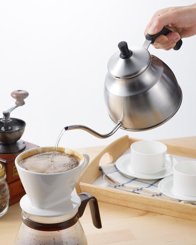 Yoshikawa Stainless Steel Drip Kettle, 1.1L, My Drip, Induction and Direct Heat Compatible, Simple Design, Made In Japan, Tsubame-Sanjo, SJ171