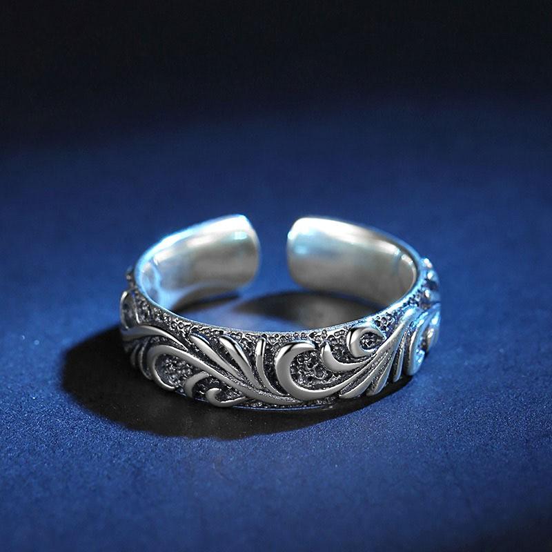 Adjustable Unisex Vintage Motif Ring In Plated Copper Finger Statement Jewelry