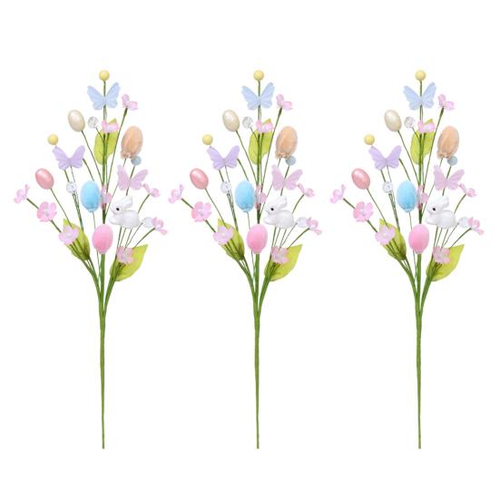 Easter Artificial Flowers Easter Colorful Egg Decoration DIY Party Bouquet with Rabbit Egg Charms Spring Home Table Centerpiece