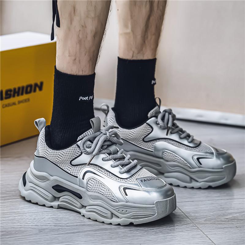 2025 Autumn New Thick-soled Heightening Dad Shoes Men's Wear-resistant and Versatile Campus Style Sports and Leisure Trendy Shoes 2025