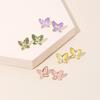 Japanese simple two-color butterfly 925 silver needle earrings, Korean version of trendy small, fresh and less super fairy temperament Mori earrings