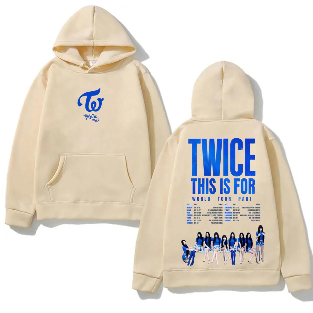 TWICE TOUR Punk Hooded With Pocket Fleece Comfortable Sweatshirt Oversized Long Sleeve Gothic Clothes Moletom Vintage Pullovers Grunge
