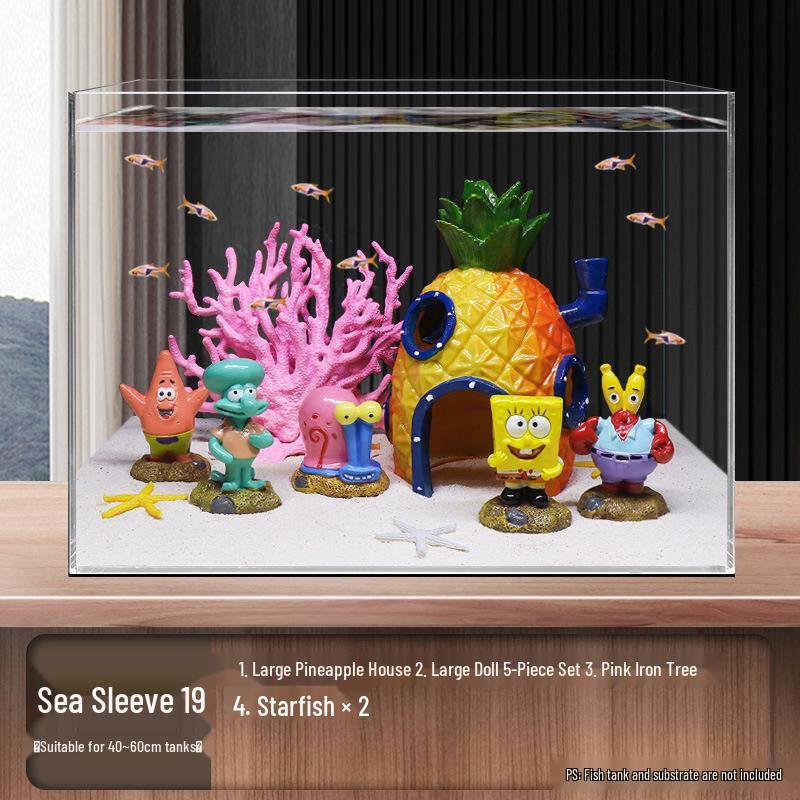Ananas Huis Aquarium Decoratieset – Thema Figuurtjes en Decoraties van SpongeBob