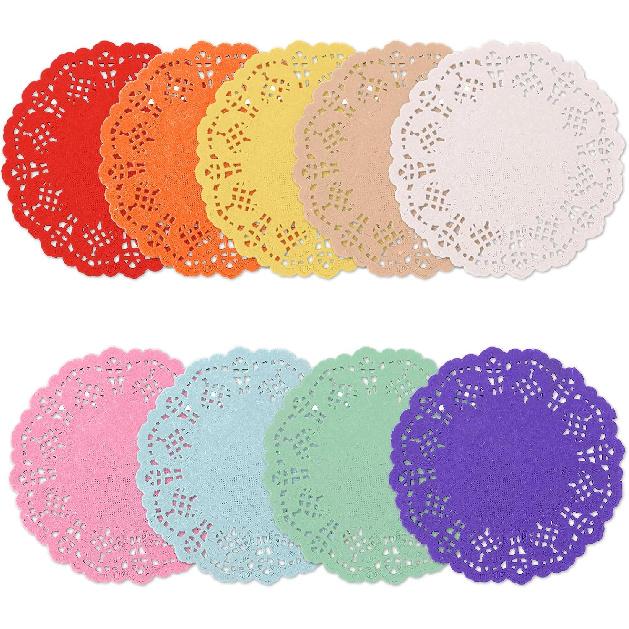 Small Round Paper Doilies, 180 Pcs 3.5 Inch Colored Lace Paper Doilies Mini Paper Doilies Disposable Paper Placemats Round Lace Doilies for Tables,