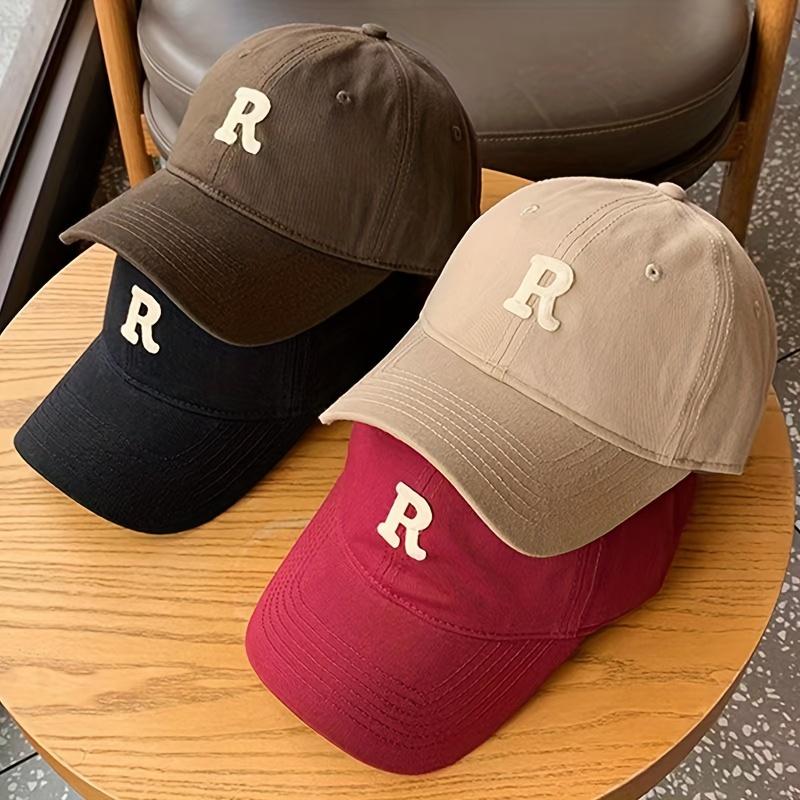 Four season R-letter soft top baseball cap, fashionable men's and women's sun shading and sun protection duckbill cap
