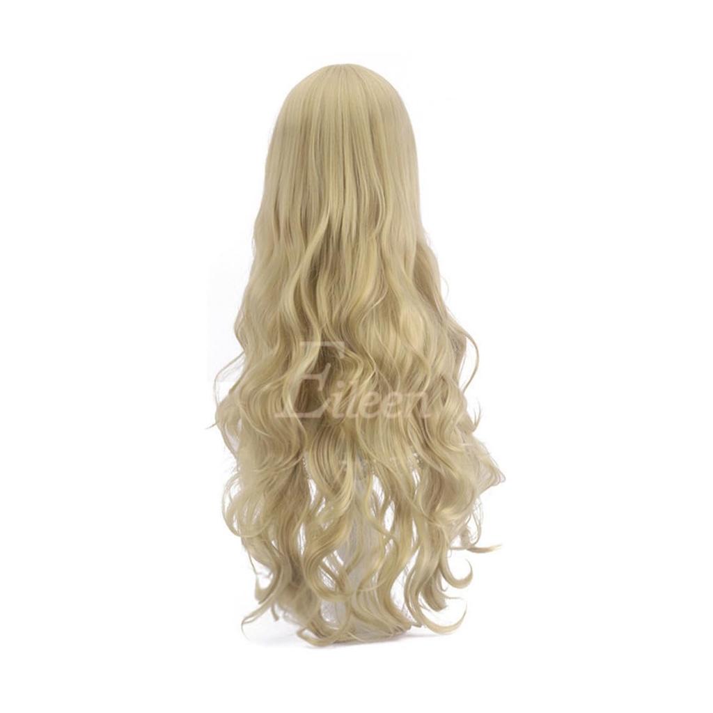 Cosplay Wig, Gold Gray, Long, Curly, Wavy, Heat-Resistant, Universal Wig with Side Bangs, Fluffy, Costume, Event, Wig Net Included