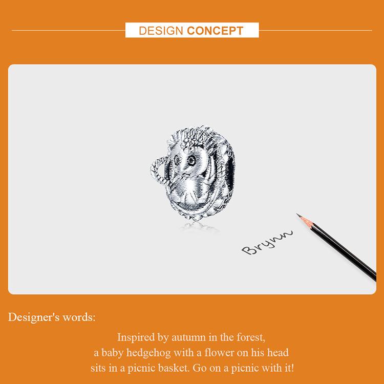 WOSTU Panier de fleurs en argent Sterling 925 pour bébé, hérisson exquis, perles breloque adaptées au Bracelet Original, pendentif, bijoux fins