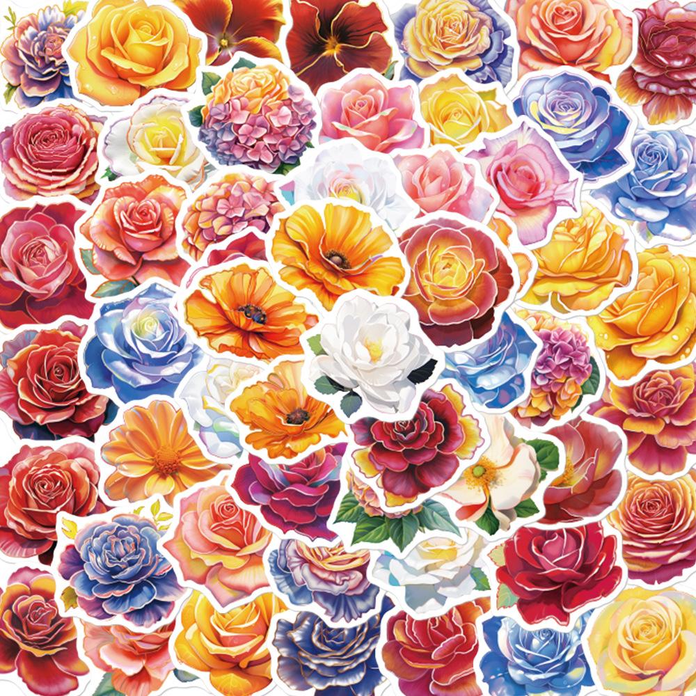50 Cartoon Creative Flowers Graffiti Stickers Personalized Decorative Guitar Notebook Suitcase DIY Waterproof