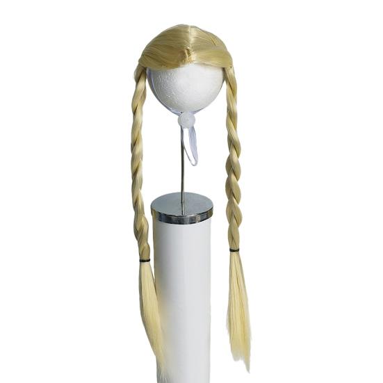 Pet Cosplay Wig Cute Dogs Double Braids with Bows Adjustable Elastic Band Cat Hairpiece for Halloween Christmas Parties Photos