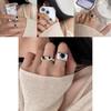 Stylish Black Agate Heart Ring For Women With Simple Elegant Design Adjustable Size