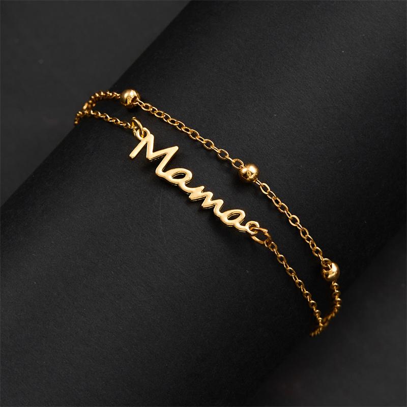 Fashionable Letter Mama Pendant Link Chains Charms Bracelet For Women Mom Jewelry Party Lover Mum Mother's Day Jewelry Gifts