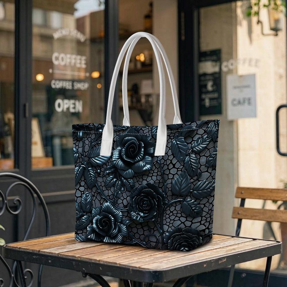 Elegant Dark Rose Textured Tote Bag for Women Casual Daily Large Capacity Fashion Shoulder Handbag