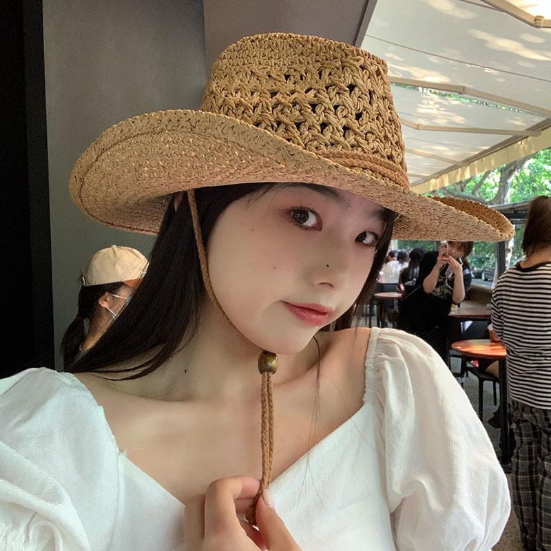 My Extreme Outdoor Activities Women's Coffee Western Cowboy Panama Hat For Men Summer Mesh Breathable Grass Handwoven Straw Hats Fashion Travel Tour Sunscreen Cap