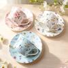 300ML French Ceramic Small Floral Coffee Mug Saucer Exquisite Afternoon Tea Flower Tea Cup Vintage Latte Cup Home Breakfast Mug