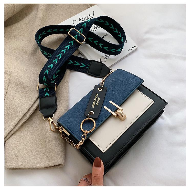 Korean Style Frosted Fabric Color Block Shoulder Bag - Autumn/Winter Fashion