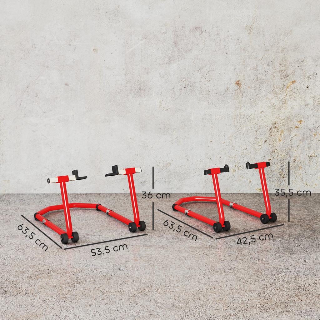 Motorcycle Stand, 390 Kg Capacity, U+L Forks, 43 X 36 X 64 Cm, Red
