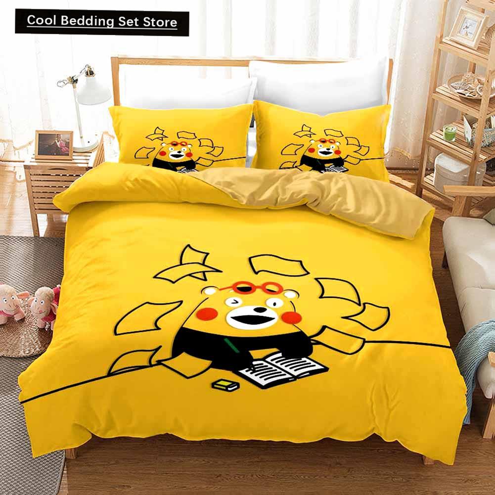 3D Print Kawaii Cartoon Comics Kumamon Bedding Set Double Twin King Duvet Cover Comforter Pillowcase Boys Girls Adults Bedroom