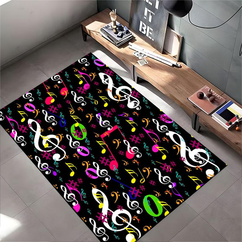 Colorful Music Note Pattern Carpet suitable as a non-slip mat for the living room or bedroom sofa