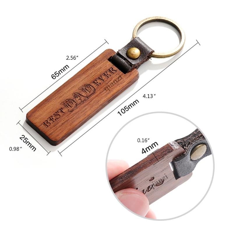 Blank Wooden for Key Chain Wood Keychain for Key Ring for Key Tags Personalized EDC or Best Gift Craft for Friend (Recta