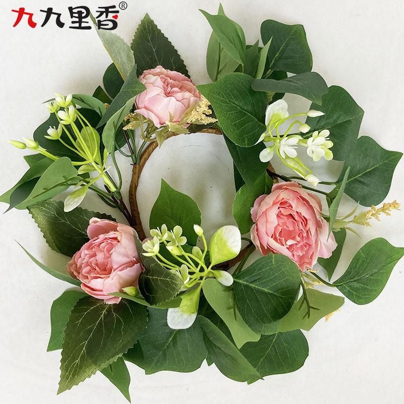 

Американский шелковый цветок имитация венка свеча кольцо иностранный пион венок стол свадебное украшение для вечеринки венок