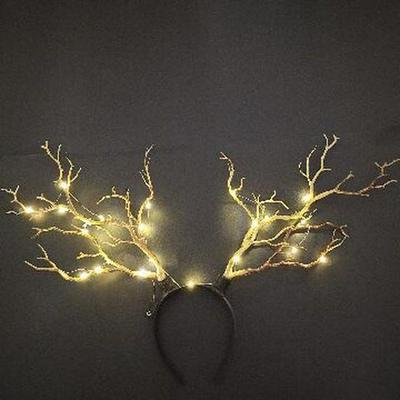 Luminous Reindeer Berry Antler Headband with Cat Ears - Christmas Accessory