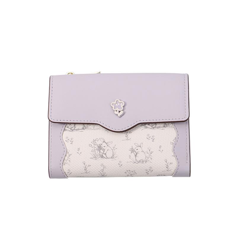 Hot-selling wallet women's card bag simple integrated flowers and plants small fresh girls change bag zipper
