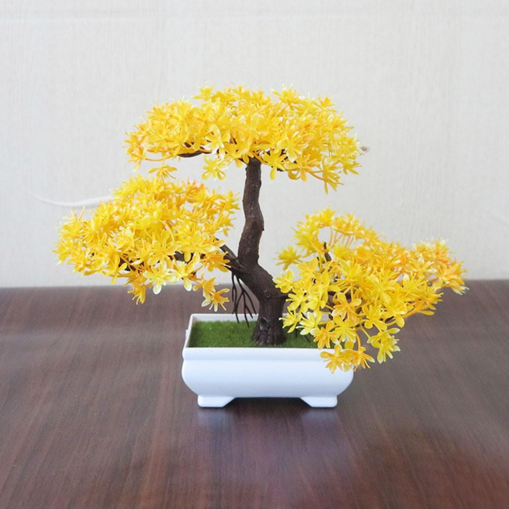 

Легкий уход Искусственный цветок Мини бонсай Пластиковое растение Реалистичный дизайн жёлтый