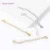 18K Gold Plated With Tag Extension Chain Brass Metal Extension Chains Connectors DIY Necklace Bracelet Jewelry Making Supplies