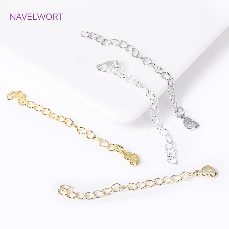 18K Gold Plated With Tag Extension Chain Brass Metal Extension Chains Connectors DIY Necklace Bracelet Jewelry Making Supplies