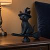 Exquisite Cat Collectible Witch Figurine, Black Riding Broom Statue, 3D Printed Figure Ornament, Desktop Decoration for Home Office Decor Ornament
