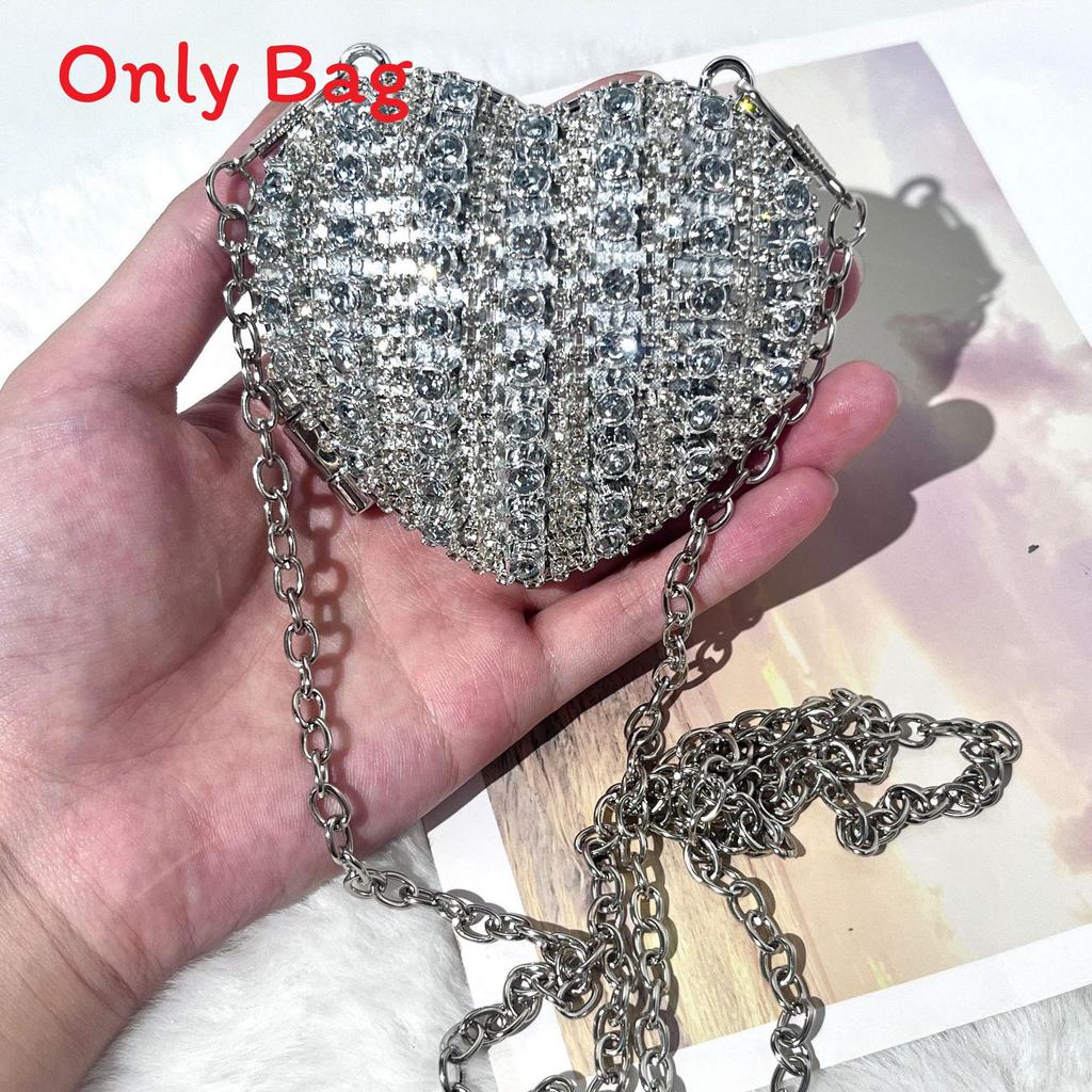 Mini Borsa a Mano a Forma di Cuore d'Amore con Decorazioni di Diamanti Acqua Scintillante per Uso Quotidiano