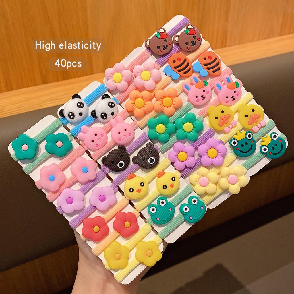 40 cute cartoon rubber bands and sweet wind-driven hair accessories suitable for daily use