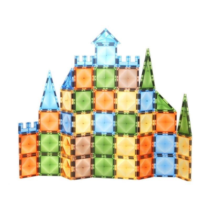 Colorful Faceted Magnetic Window Blocks Educational Kids Diy Building Toy Set