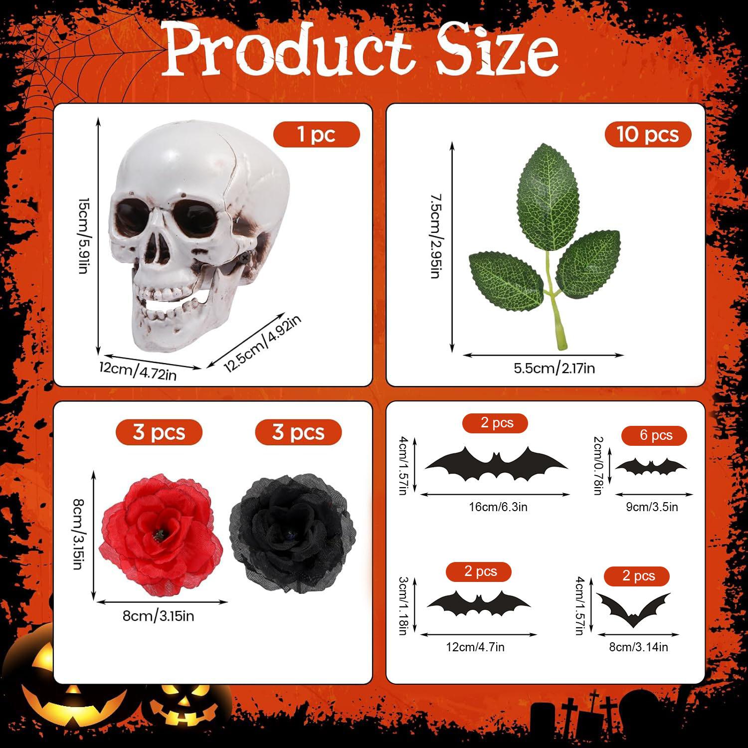 29pcs Halloween Cake Toppers - Ghost, Skull, Bat & Black Rose Decorations for Parties & Birthdays