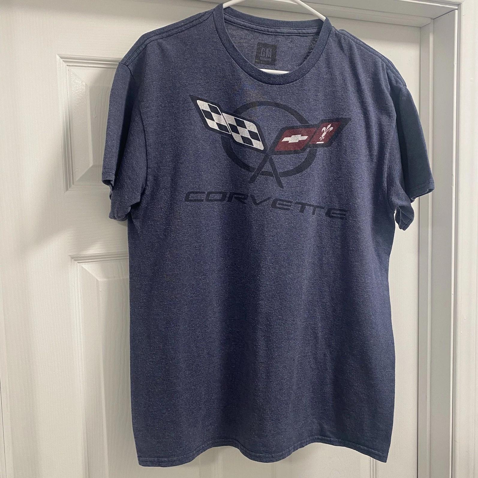 

Vintage GM General Motors Corvette Flags T-Shirt Gray Cars Auto Racing Medium XL