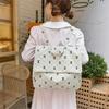 Vintage Corduroy Backpack Women's Bow Print Large Capacity Backpack