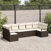 7-Piece Garden Sofa Set With Brown Cushions In Synthetic Rattan, 2-Seater Garden Sofa With Cushions 3346528