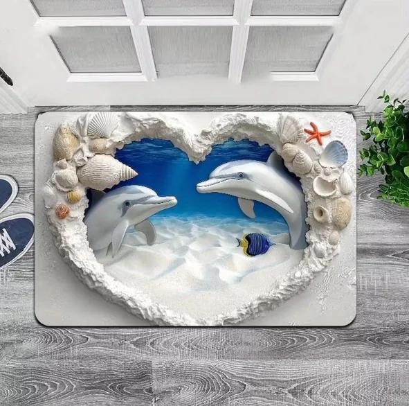 

Пляжная любовь у моря, Нескользящий коврик для пола с 3D-эффектом, Декоративный ковер с HD-печатью для спальни, гостиной и прихожей 40x60cm
