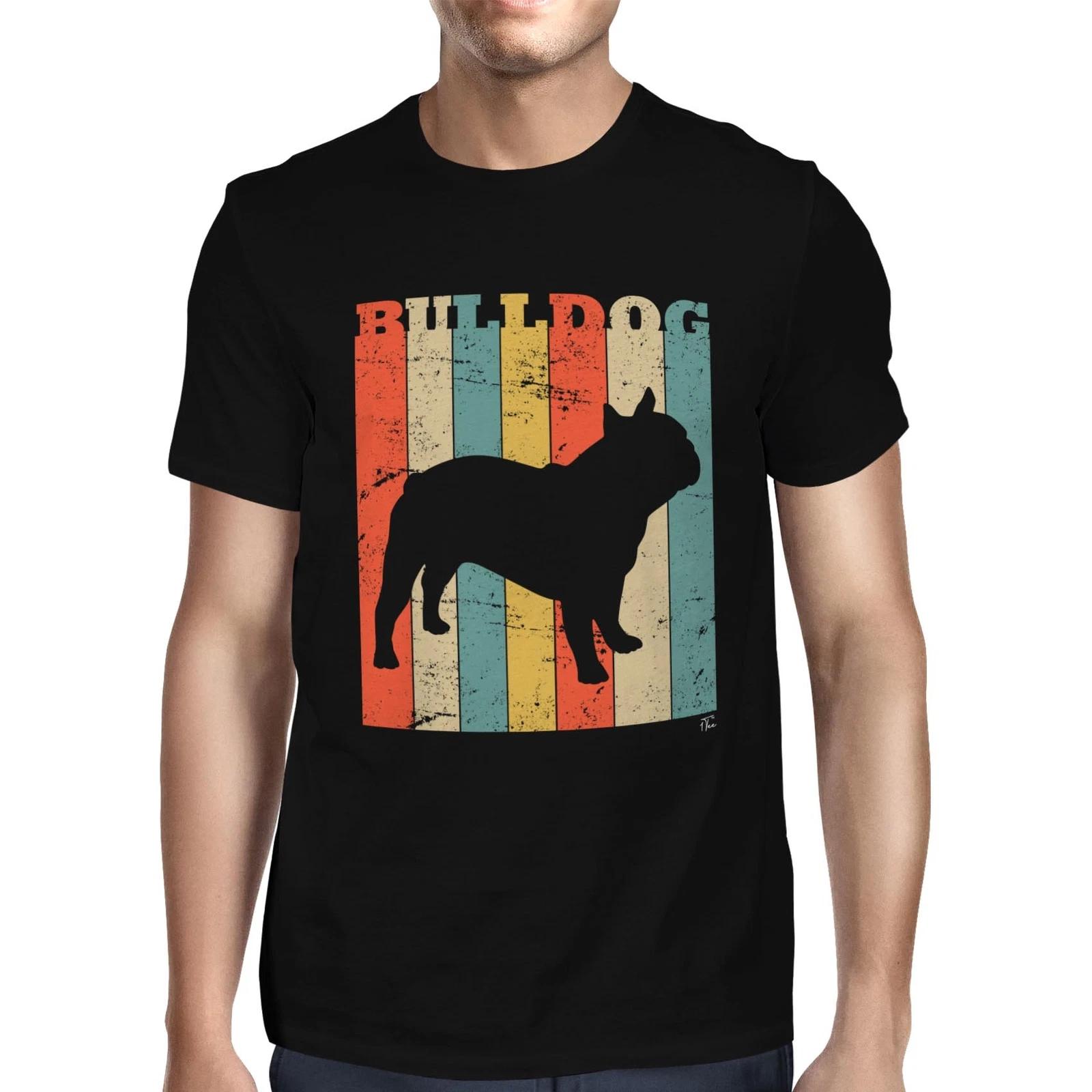1Tee Mens Bulldog Dog Breed - Colourful Retro T-Shirt XS