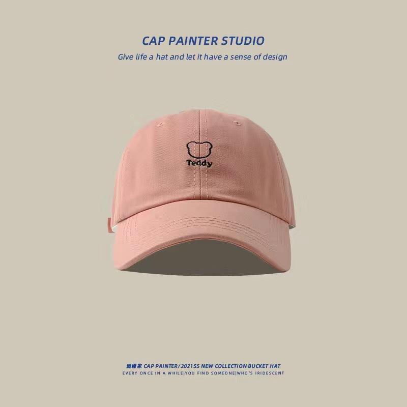 

Bear embroidered peaked cap women s summer casual breathable visor hat fresh and fashionable versatile baseball cap men Adjustable розовый