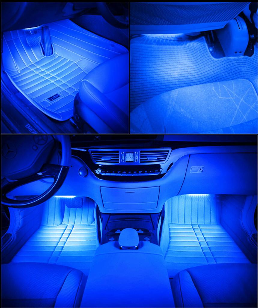 4x12LED Car Interior Footwell Decor Atmosphere Neon Light RGB W/ Remote Control