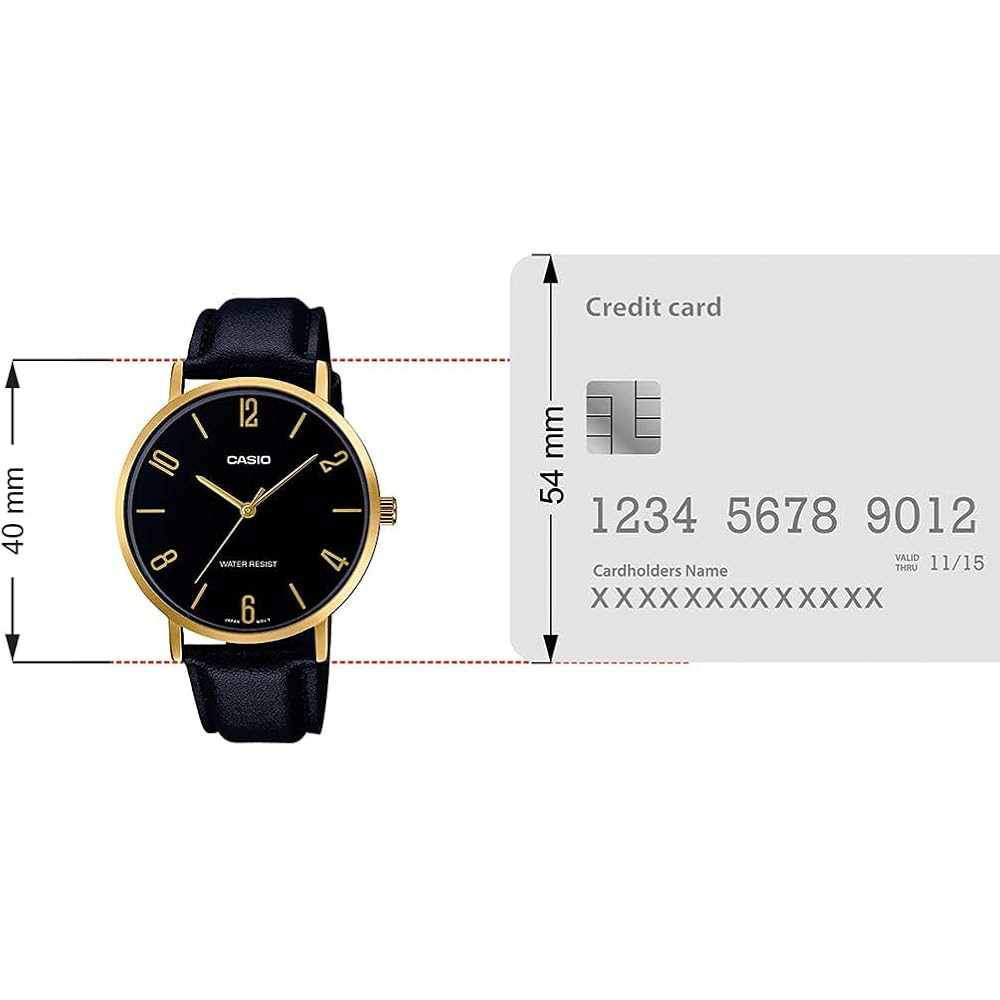 Casio Analog Watch Black Leather 46x40x8.2mm Quartz Movement