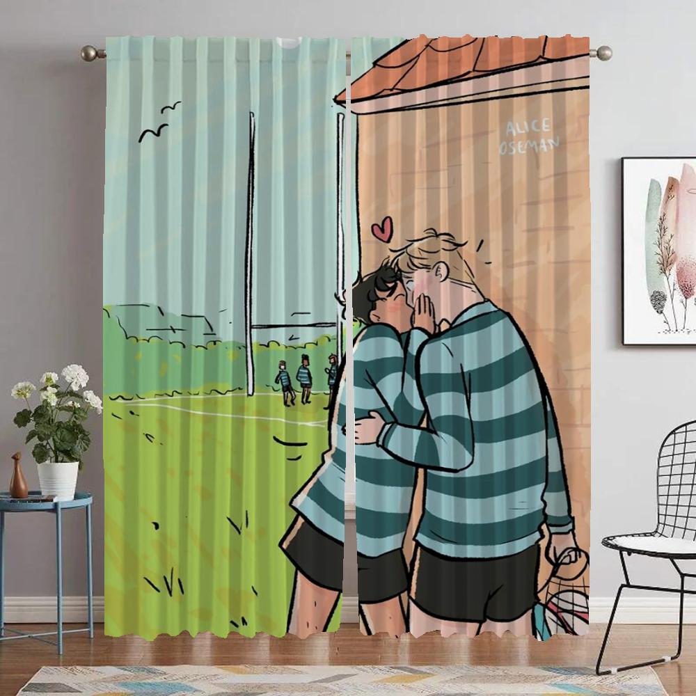 Heartstopper Curtains Child Room Blackout Curtain for Room 2 Panel Shades Tulle for Bedroom Halloween Decoration Partition Home